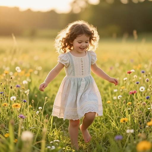 Joyful Girl in Sunlit Meadow