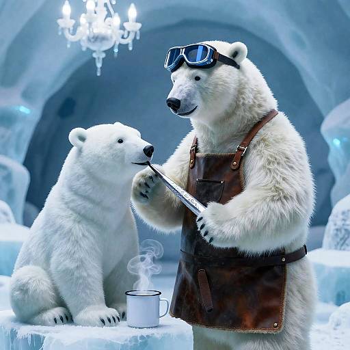 Polar Bear Ice Sculptor in Glacial Cave