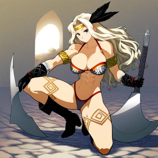 Illustration of Amazon (dragon's crown), dragon's crown in the style of Kikumaru bunta