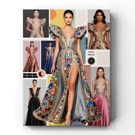 Iridescent Jewel Tone Fashion Collage