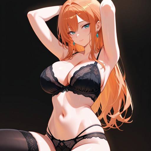 Alluring Copper-Haired Woman in Lingerie