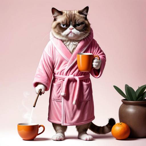 Grumpy Cat in a Cozy Bathrobe