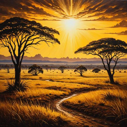 Golden Savannah Plains at Sunset