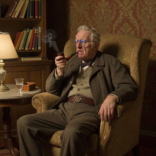 Whimsical Elderly Man in Cozy Room