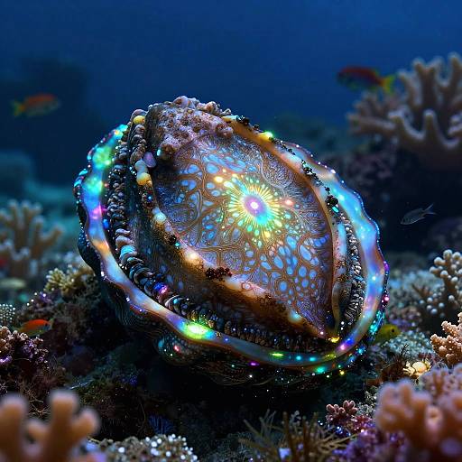 Bioluminescent Giant Abalone in Cave