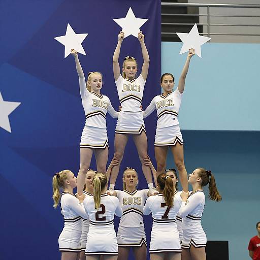 Dynamic Cheerleaders in Pyramid Formation