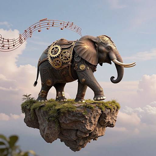 Steampunk Elephant on Floating Island