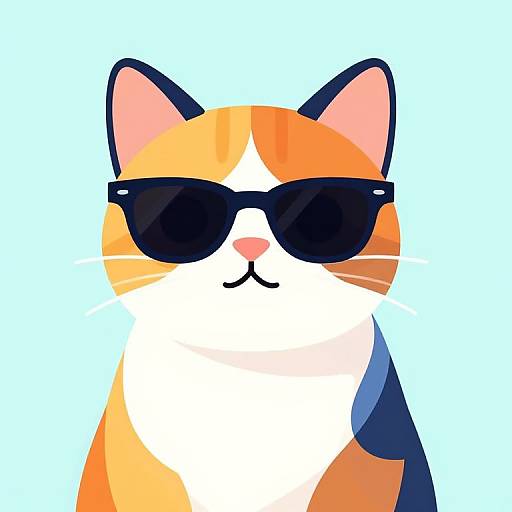 Colorful Cat in Sunglasses Vector