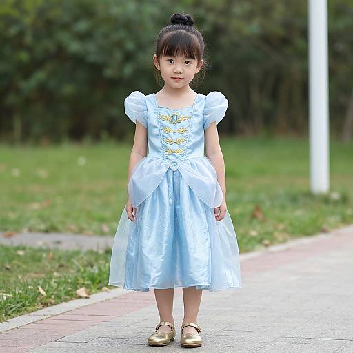 Kid Cinderella Costume in Blue Dress