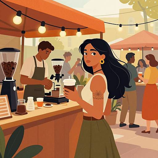 Vibrant Coffee Market Scene