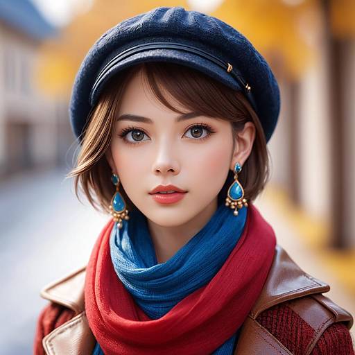 Photorealistic Portrait of Woman with Scarf