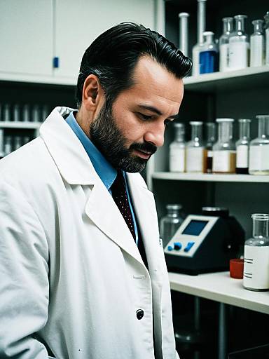 Man in White Lab Coat in Laboratory