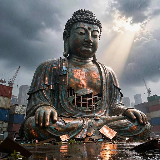 Colossal Broken Copper Buddha at Noon