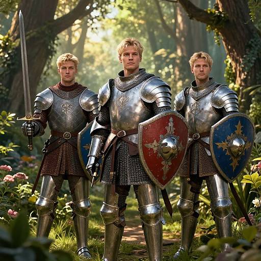Blonde Male Knights in Enchanted Forest