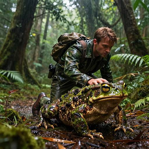 Forest Scout Fleeing Giant Toad