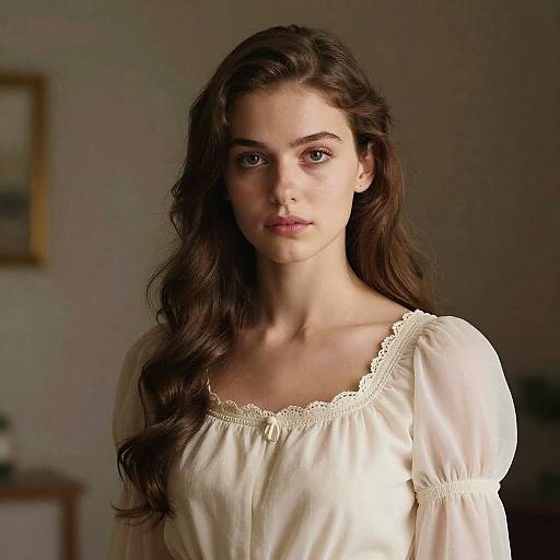 Portrait of Woman in Vintage Style Dress