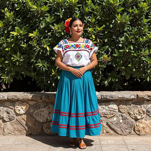 Woman in Traditional Mexican Folk Dress