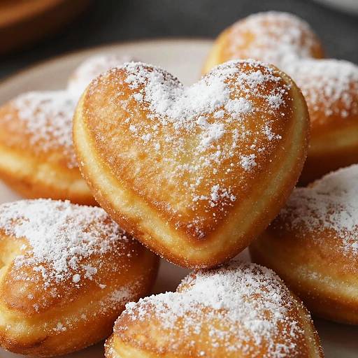 Close-Up Heart-Shaped Fried Pastries