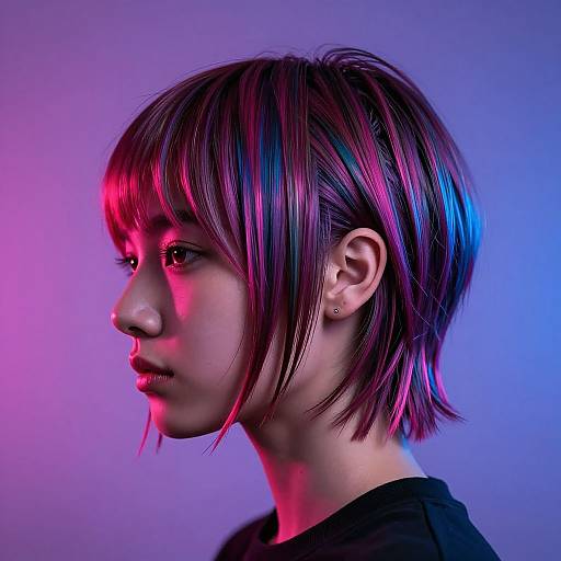 Futuristic Precision Haircut with Neon