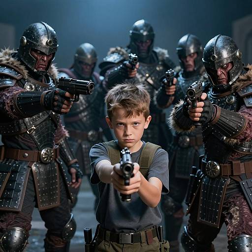 Dramatic Standoff Between Boy and Creatures