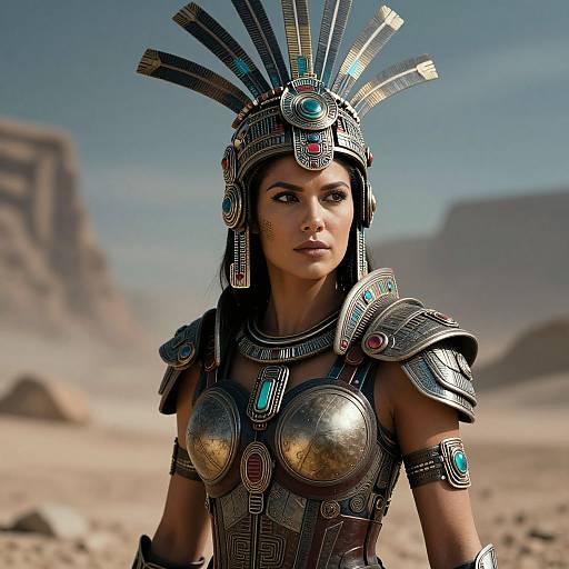 Aztec Cyberpunk Warrior Woman