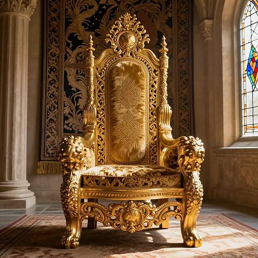 Regal Golden Throne with Velvet Cushions