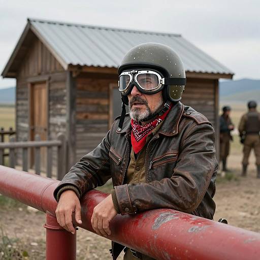 Adventurous Man in a Rustic Setting