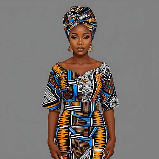 Vibrant African Ankara Tribal Portrait