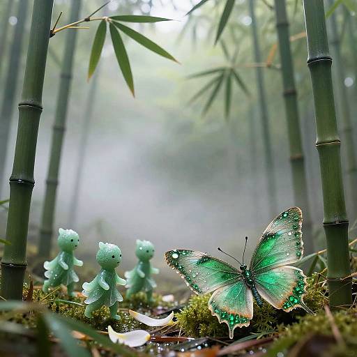 Celestial Bamboo Spirits in Mist