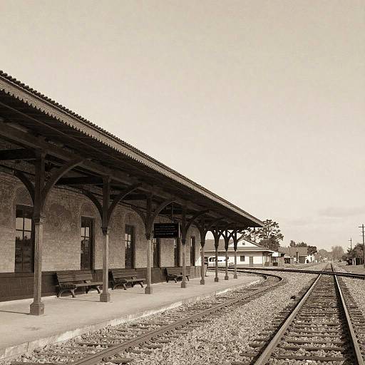 Surreal Vintage Railway Station Illustration