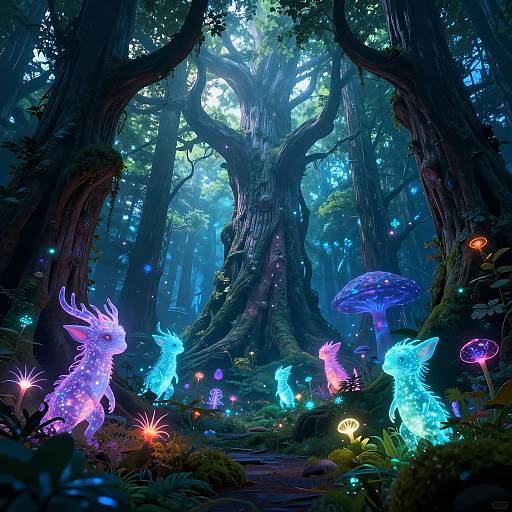Mystical Bioluminescent Forest Fantasy
