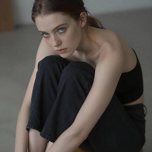 Focused Young Woman in Soft Lighting