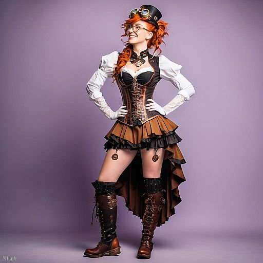 Steampunk Airship Captain in Lilac Studio