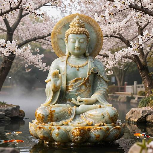 Jade Buddha Amid Cherry Blossoms