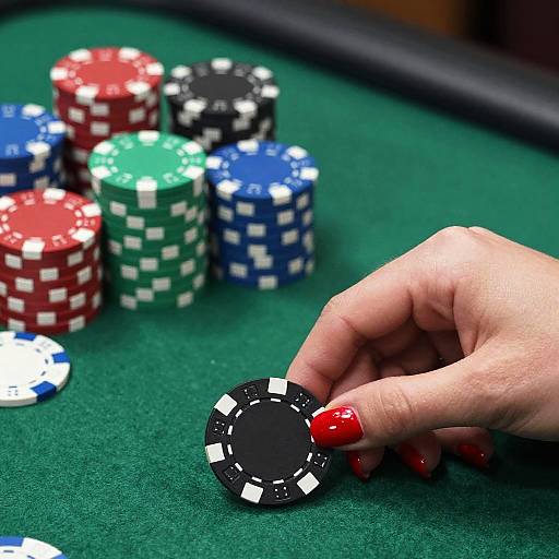 Close-Up Hand Grabbing Poker Chip