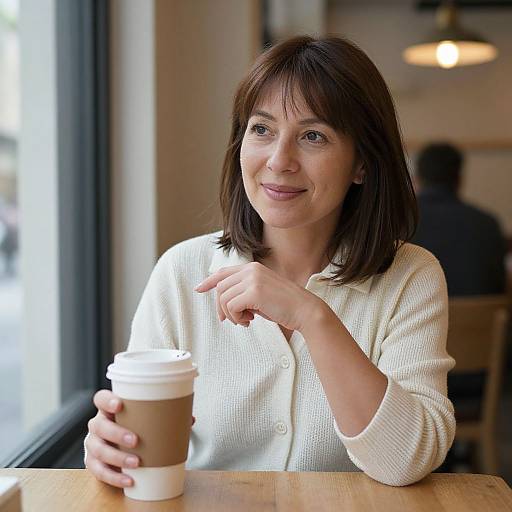 Portrait of Middle-Aged Woman with Coffee