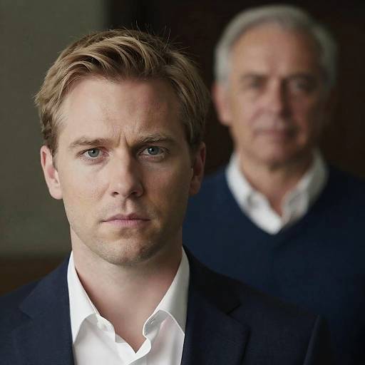 Serious Blond Man in Dim Lighting