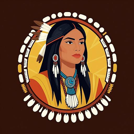 Native American Woman Warrior Illustration