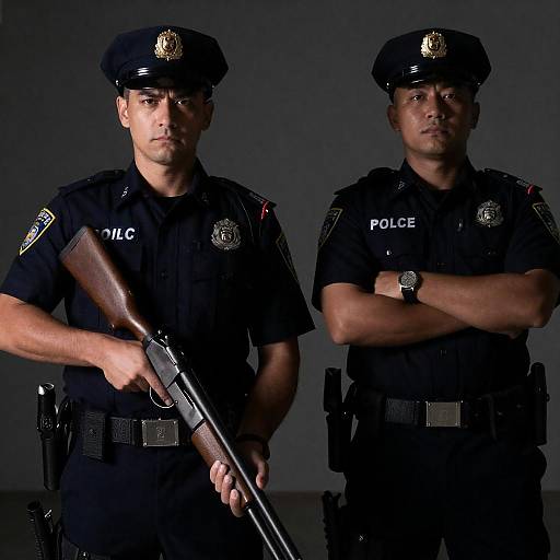 Dramatic Police Officers in Shadowy Lighting