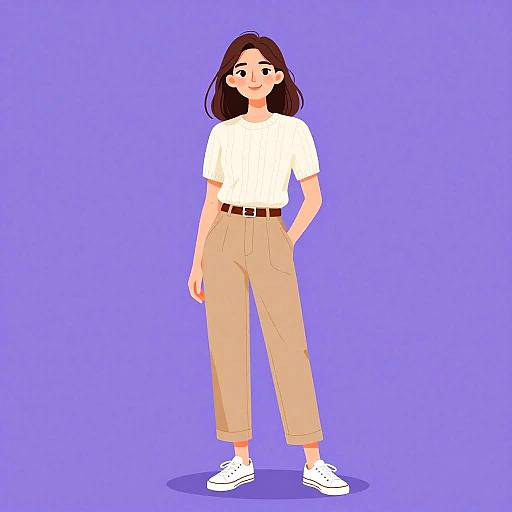 Smiling Woman in Minimalist Outfit