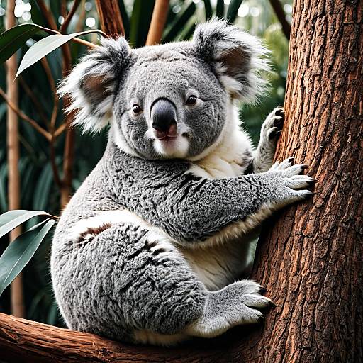 Plump Koala Hugging Tree