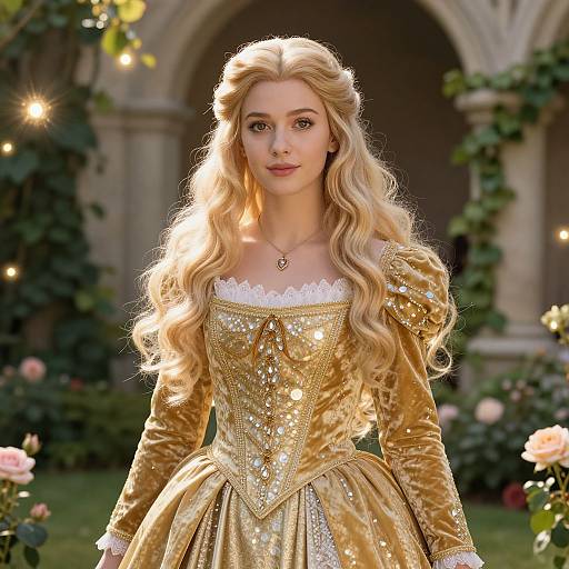 Enchanting Princess in Golden Gown