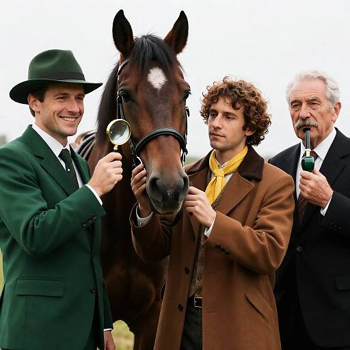 Portrait of Three Men with Horse