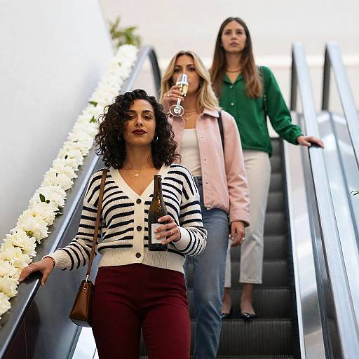 Three Women on an Escalator Scene