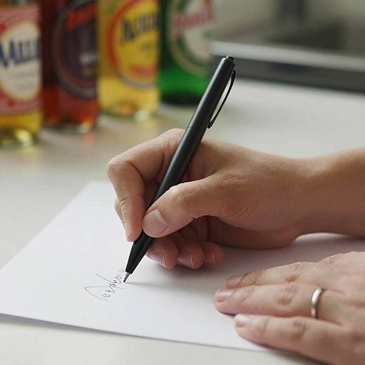 Close-Up Hands Writing on Paper
