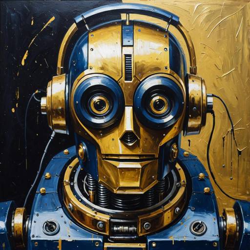 Vintage Robot Painter in Dystopian Style Vintage Robot Painter in Dystopian Style