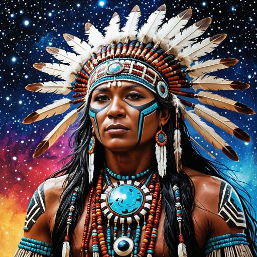 Native American Shaman in Cosmic Background