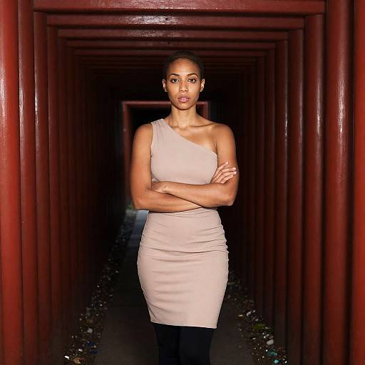 Woman in a Red Tunnel Photograph
