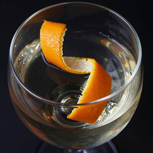 High-Contrast Cocktail with Orange Peel