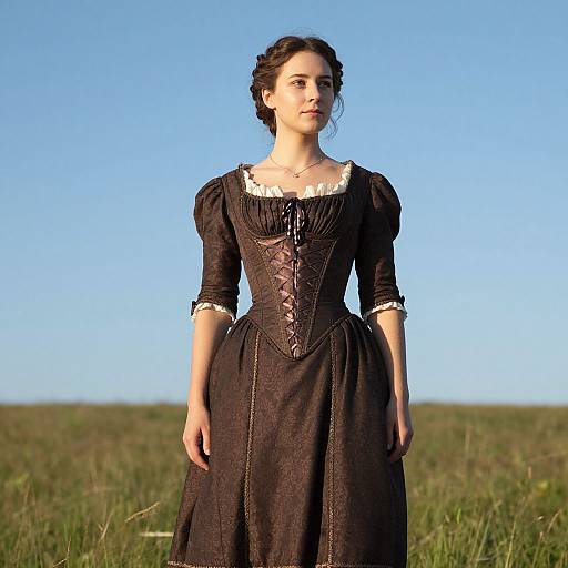 Victorian Corset Woman in Field